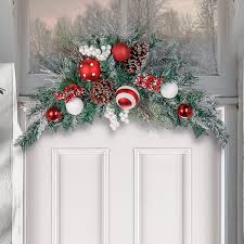Hang in a doorway and smooch your loved ones when they pass underneath. Generic Valery Madelyn 25 Inch Traditional Red White Artificial Christmas Swag Door Swag Decoration With Berry Pine Cone And Ball Ornam