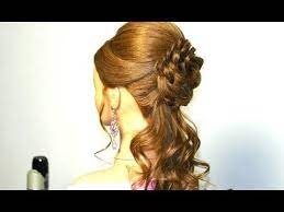 Romantic Prom Hairstyle For Long Hair With Braided Flower Long Hair Styles Ball Hairstyles Bridesmaid Hair Makeup