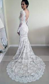 Alluring Scoop Neckline Long Sleeves Lace Mermaid Wedding Dress Unique O Long Sleeve Wedding Dress Lace Mermaid Lace Mermaid Wedding Dress Wedding Dress Train