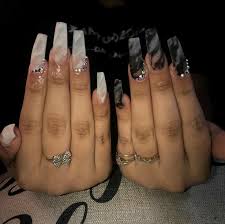 Coffin Black And Clear Acrylic Nails Pin On Nailllsss