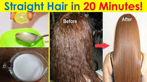 You won't create a good hairdo without a good shampoo and conditioner. In 20 Minutes Straighten Hair Permanently At Home Natural Way To Strai Natural Hair Diy Hair Smoothening Hair Smoothening At Home Natural