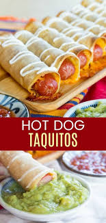 Cheesy Hot Dog Taquitos Oven Or Air Fryer Recipe Cupcakes Kale Chips Recipe Hot Dog Recipes Recipes Dog Recipes
