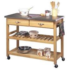 Not to mention, the commercial design make this piece timeless. Natural Wood Kitchen Cart With Stainless Steel Top Kitchen Cart Home Styles Kitchen Carts On Wheels
