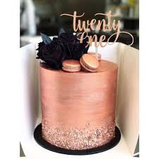 Birthday Black And Gold Cupcake Toppers Rose Gold And Black Twenty First Cake 18th Birthday Cake Birthday Cake Roses 21st Birthday Cakes