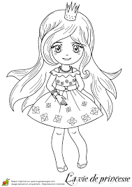365 dessins kawaii, dessin animé. Coloriage D Une Princesse En Petite Robe D Ete
