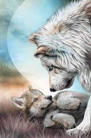 White Wolf S Mothering Wolf Spirit Animal Baby Wolves Wolf Artwork