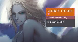 gray bear, mara sov, destiny (game), bad id, bad pixiv id, 1girl, black  sclera, blue eyes, blue skin, breasts, character name, colored sclera,  colored skin, english text, gameplay mechanics, lying, nude, queen