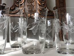 Glass etching designs for kitchen doors. Six Stunning Engraved Grape Victorian Etched Tumbler Or Goblets Sale At 1stdibs