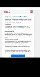 It's just like having cash in your wallet, but it's also used like a credit card, so it needs to be kept safe. New Gh Driver Card Screenshot Of Email Posted By A Gh Driver On Another Platform Grubhubdrivers