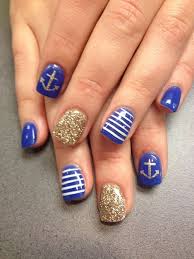 Acrylic, solar nails, color powder, shellac gel, hair removal, stude Nauticas Otromodelo Anchor Nail Designs Nautical Nails Fancy Nail Art