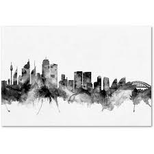 Trademark Fine Art Sydney Australia Skyline B W Canvas Art By Michael Tompsett Walmart Com Canvas Art Trademark Fine Art Trademark Art