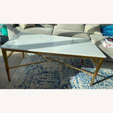 Safavieh home collection melosa gold coffee table. Safavieh Couture Gold Marble Acker Coffee Table Aptdeco