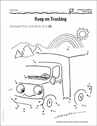 Count backwards by 1 from 20. Keep On Trucking Ordering Numbers 1 20 Printable Skills Sheets
