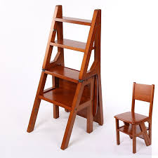 Convertible Multi Functional Four Step Library Ladder Chair Library Furniture Folding Wooden Stool Cha Folding Wooden Stool Furniture Design Chair Ladder Chair