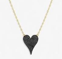 Small Black Diamond Token Heart Necklace