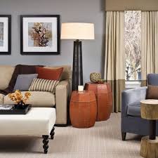 Grey Black And Brown Living Room Color Combo Grey Blue Black Caramel Rust Sage Tan Love These Colors Our Furniture Is Car Beige Living Rooms Modern Family Room Design Family Room Design
