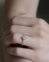 Low Base Six Prong Pave Solitaire Pave Solitaire Engagement Ring Gold Diamond Wedding Rings Engagement Rings Vintage Halo