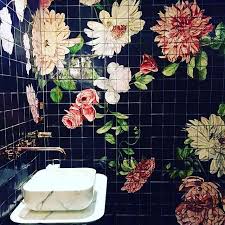Incredible Floral Tiles In This Small Bathroom With A Beautiful Marble Sink Bathroom Tiles Smallbathroom Sink Regram Via Design Floral Tiles Painting Tile