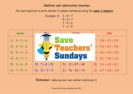 addition and subtraction as inverse operations worksheets and lesson plans teaching resources