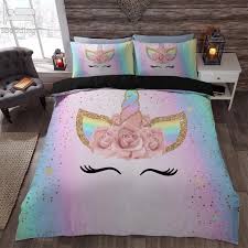 Unicorn Rainbow Colors 3d Bedding Set Printed Duvet Cover Set Queen King Twin Size Efolki Decor A Unicorn Bedroom Decor Unicorn Room Decor Bed For Girls Room