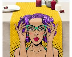 Pop Art Table Runner, Colourful Illustration Table Decoration, Wow Kitchen  Decor, Woman Patterned Home Decoration, Dining Room Table Top