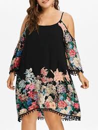 Azulina Plus Size Cold Shoulder Floral Shift Dress Women Autumn Spaghetti Strap Long Sleeve Dre Long Sleeve Casual Dress Womens Shift Dresses Plus Size Dresses