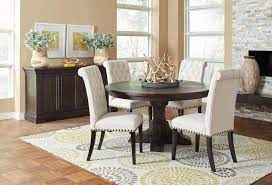 Weber Round Dining Room Set W Cream Chairs Round Dining Room Sets Round Dining Room Round Dining Table