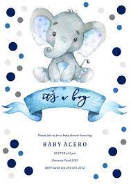 Elephant Baby Shower Invitation Blue Elephant Invitation Boy Etsy Elephant Baby Shower Boy Elephant Baby Shower Theme Elephant Baby Showers