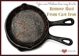 Super Easy Way To Clean Rusted Cast Iron Skillets A Heart Full Of Love Cast Iron Pan Cleaning Cast Iron Pans Cast Iron Cleaning