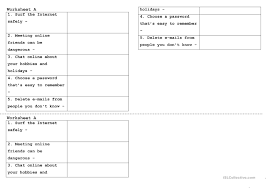 Jun 06, 2018 · use free physical education, health, safety, and nutrition worksheets to teach children the importance of good nutrition, physical activity, and safety habits. Online Safety English Esl Worksheets For Distance Learning And Physical Classrooms