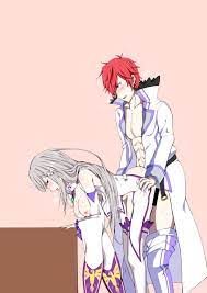 big breasts doggy style elf elf ears elf female elf girl emilia ( re:zero) female flower in hair flower ornament hair ornament half-elf  knight light-skinned female light skin long hair
