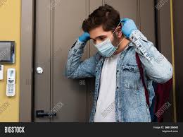 44.7 x 29.0 cm ⏐ 17.6 x 11.4 in (300dpi). Young Man Latex Gloves Image Photo Free Trial Bigstock