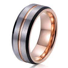 Mens Rose Gold Wedding Band Ring Brushed 8mm Tungsten Carbide Man Engagement Ma Rose Gold Mens Wedding Band Wedding Rings Rose Gold Mens Wedding Bands Tungsten