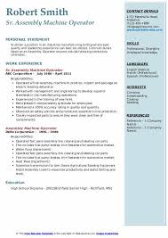 assembly machine operator resume