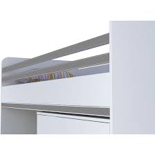 Das günstigste angebot beginnt bei € 30. Polini City Hochbett Mit Matratze 90x200 Treppe Schrank Tisch Weiss Grau Polinikids