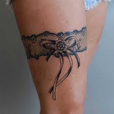 Dantelli Kurdele Jartiyer Dovmesi Upper Leg Tattoos Garter Tattoo Leg Tattoos