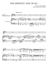 Whitney houston i will always love you. Whitney Houston The Greatest Love Of All Sheet Music For Piano Vocals Piano Voice Musescore Com