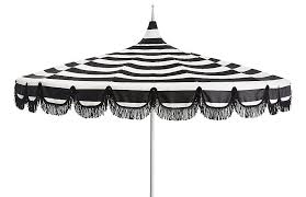 Find cantilever and market patio umbrellas for every use. One Kings Lane Outdoor Aya Pagoda Patio Umbrella White Black Stripe One Kings Lane