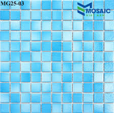 Gạch Mosaic Gốm Sóng Biển màu xanh dương 25x25x4mm MG25-03 - Gạch Mosaic  Việt Nam Gọi 0967 874 074