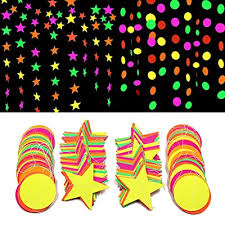 Iceyyyy 78ft Black Light Neon Star Paper Garland Banner Hanging Decorations Black Light Party Supply Glow In The Dark With Uv Reactive Uv Light For Birthdays Party Wedding Decorations 6 Pack Buy Products Online