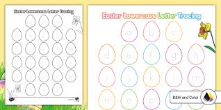 Includes tracing and printing letters, matching uppercase and lowercase letters, . Easter Lowercase Alphabet Tracing Worksheet Worksheet