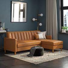 Integrate this sofa that is crafted from a elegant colorful color that should hold up to anything. Dhp Celine Sectional Futon And Couch With Storage Camel Faux Leather Walmart Com Walmart Com