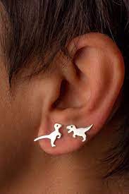 Single Dinosaur Earring Sterling Silver Mismatched Etsy Ear Jewelry Dinosaur Earrings Stud Earrings