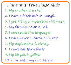 Susan shapiro barash, author of little white lies, deep dark secrets, explores the role of deception in our cultur. True False Quiz Games For The Classroom