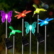 Waterproof solar stake lamp pink flamingo led light. Solar Garden Lights Outdoor 6 Pack Oxyled Figurine Stake Light Color Changing Decorative Landscape Light Led Solar Powered Hummingbird Butterfly Dragonfly For Patio Yard Pathway Halloween Christmas Buy Online In Antigua And Barbuda