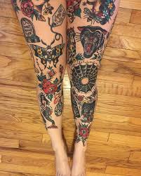 Morgan Sent Me A Photo Of Her Legs Everything You See Is Healed No Touch Ups She Also Has The Entire Back Leg Tattoos Traditional Tattoo Thigh Tattoos Women