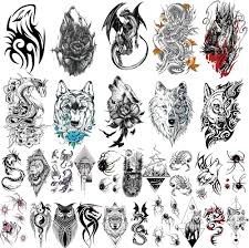Amazon.com: 30 hojas de tatuajes temporales grandes de dragón lobo, manos  de brazos, tatuaje facial para hombres y mujeres, araña, escorpión, diseños  de dragón de larga duración : Belleza y Cuidado Personal