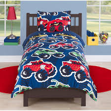 Monster trucks on blue boys toddler bedding fleece bed set. Monster Trucks Comforter Set Overstock 10534708