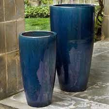 Tall planters are a great way to freshen up your indoor and outdoor decor. Tall Indoor Outdoor Planters Indigo Blue Set Of 2 Scenario Home