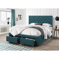 Charlton Home Rhea Tufted Upholstered Low Profile Storage Standard Bed Upholstered Storage Teal Bedding Upholstered Panel Bed